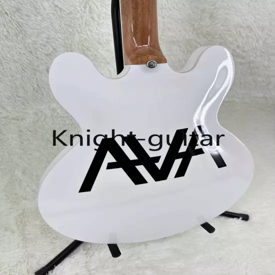 ES-335 Semi Hollow White Electric Guitar Maple Neck Black Fretboard Maple Body