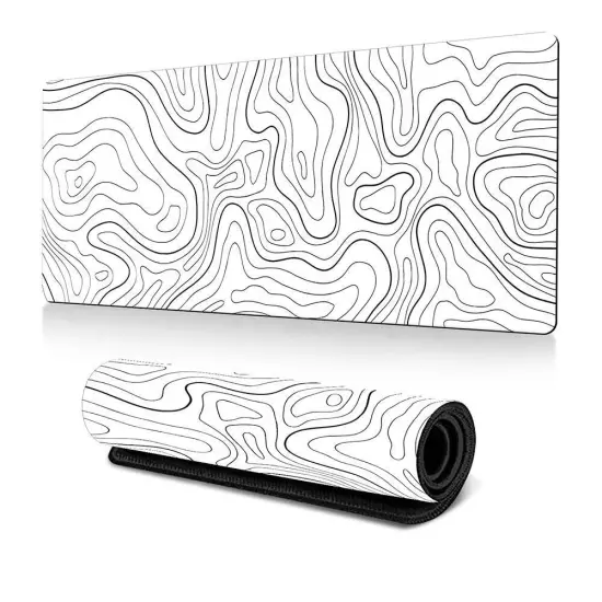 Topographic Mouse Pad Mat Gaming Large Long Extend Black/White Mousepad-Big