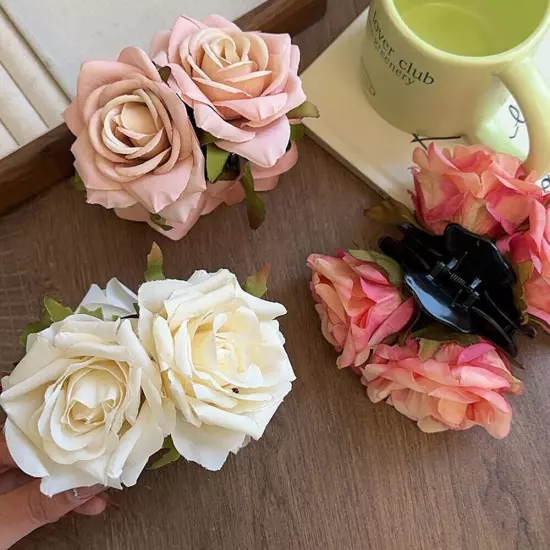 Simulation Flower Rose Hair Claw Headdress Hair Clip Claw Clamp Wedding *