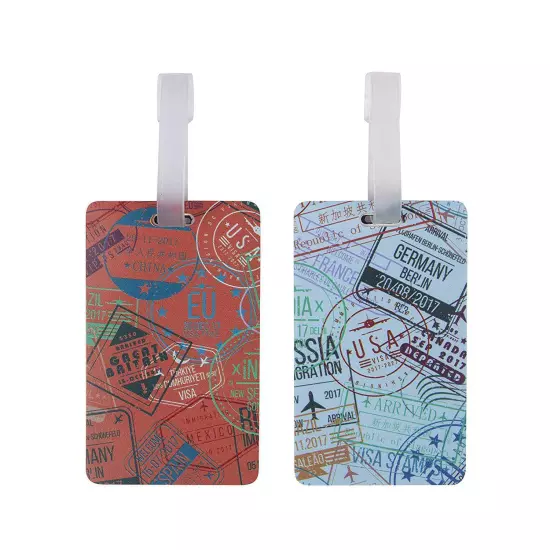 Travelon Set of 2 Luggage Tags - Passport Stamps