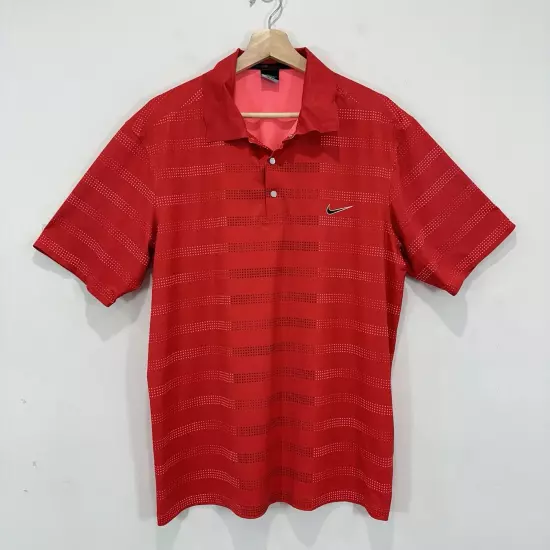 Tiger Woods Collection Nike Polo Shirt Men XL Red Dri-Fit Golf