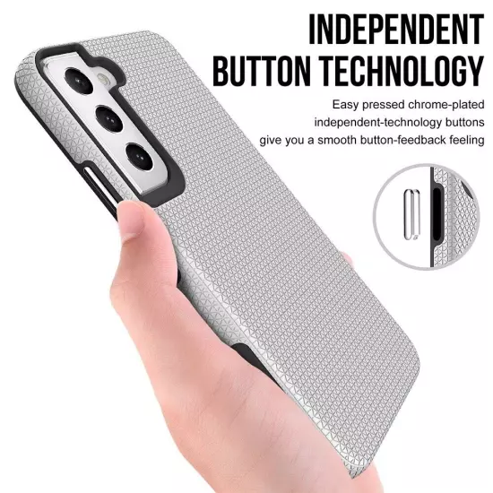 Rhinos Rugged Shockproof Case Cover Silver +Screen Protector For Samsung S22