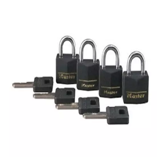 Master Lock Padlock 121Q Covered Solid Body, 3/4in (11mm) Wide 4pk