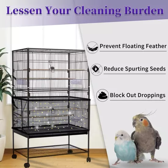 2Pcs Bird Cage Cover, Adjustable Bird Cage Seed Catcher, Large Soft Nylon Mes...