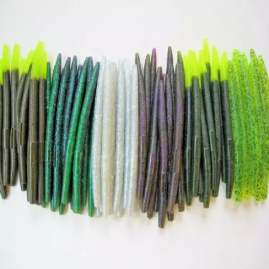 60 pk 5" Senko style Soft Plastic Bass Worms - 6 Colors/10 Each BRIGHT MULTIPACK