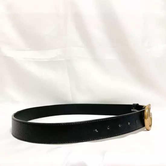 GUCCI GG Marmont Belt Leather Gold Black