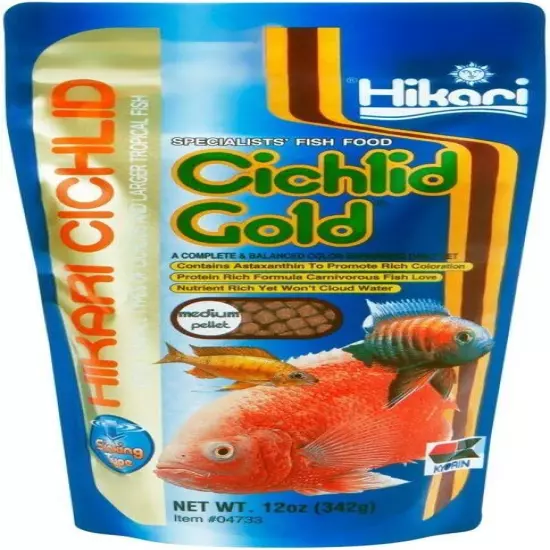 Hikari 12-Ounce Sinking Cichlid Gold Pellets for Pets, Medium - 3 Pack