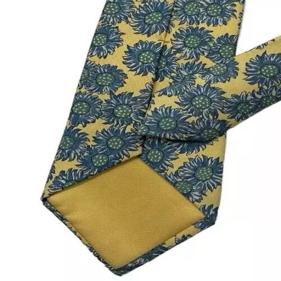 HERMÈS 7287 EA Yellow/Blue Sunflower Silk LUXURY Tie FRANCE