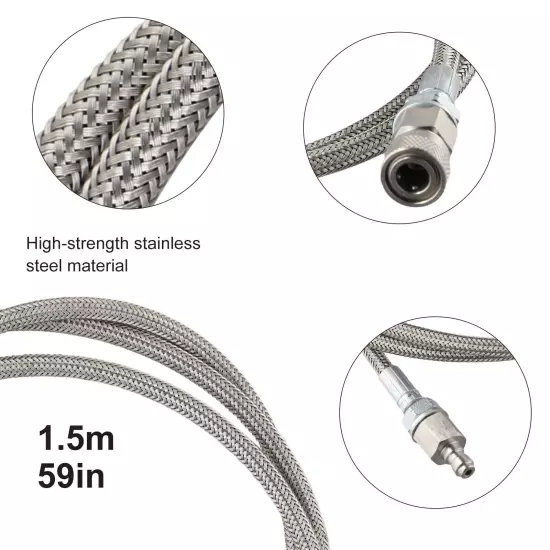 Quick Disconnect Inflation Hose 4500 PSI 60-Inches Stainless-Steel Bspp