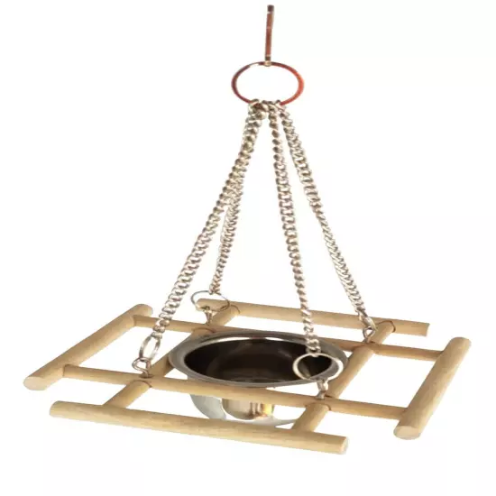 Parrots Feeder, Seating Perch Stand Bird Feeder Bowl with Wooden Stand.