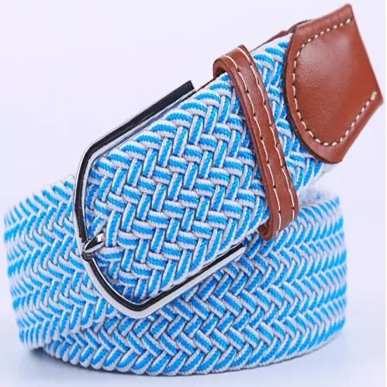 Mens Womens Belt Unisex Braided Elastic Stretch Fabric Enduring Woven Many Sizes