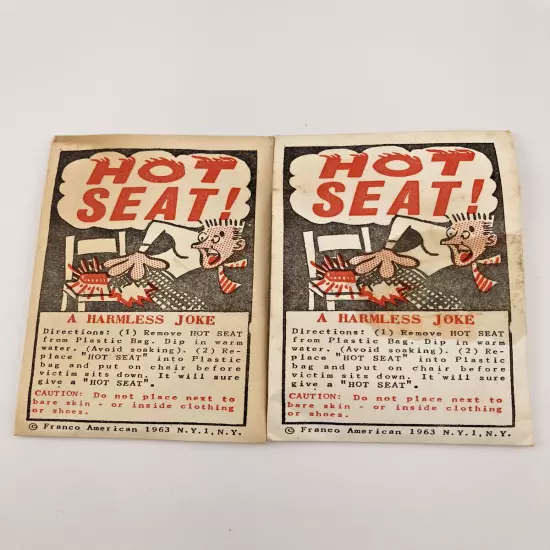 Vintage 1960's Hot Seat Novelty Gag Lot of 2 New in Pack Franco American NY