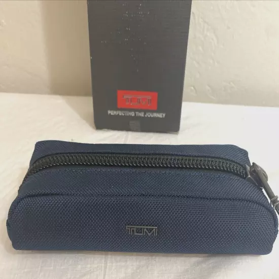 TUMI Accent Travel Accessory Small Modular Pouch Cord Bag Navy Blue Black Trim