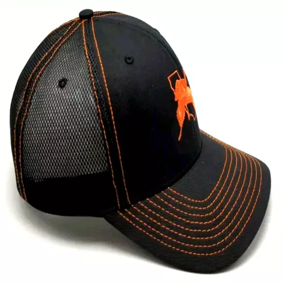 CALIFORNIA WATERFOWL hat black adjustable cap - mesh back orange logo