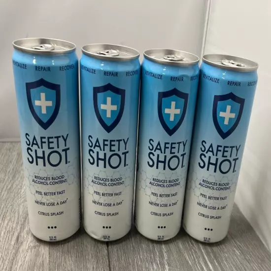 4pk Safety Shot Drink Reduce BloodAlcohol Content Citrus Splash 12oz ea Exp 3/25