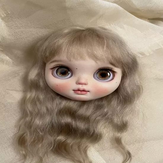 Handmade Blythe Doll Faceplate - White Skin RBL Custom with Full Makeup