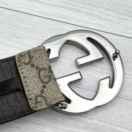 GUCCI Interlocking Sima GG Pattern Supreme Belt Leather