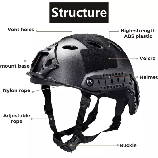 Airsoft Tactical Hunting Military Combat Helmet with Side Rail+ Half Mask