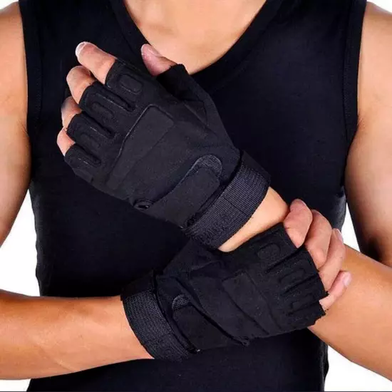 Tactical Military Fingerless Gloves Mens Outdoor Cycling Half Finger Gloves USA