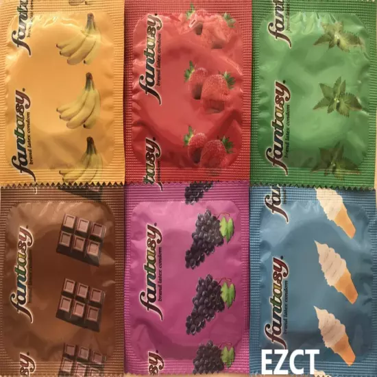 Fantasy Flavored Condoms Pack 12 Condoms : Variety of Flavors Such as VANILLA, S