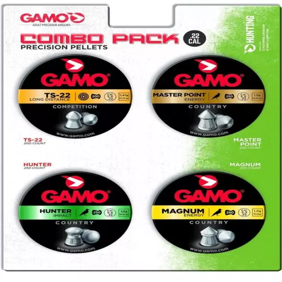 Gamo Combo Pack Assorted Air Rifle Pellets, .22 Caliber Caliber, Open Box B3