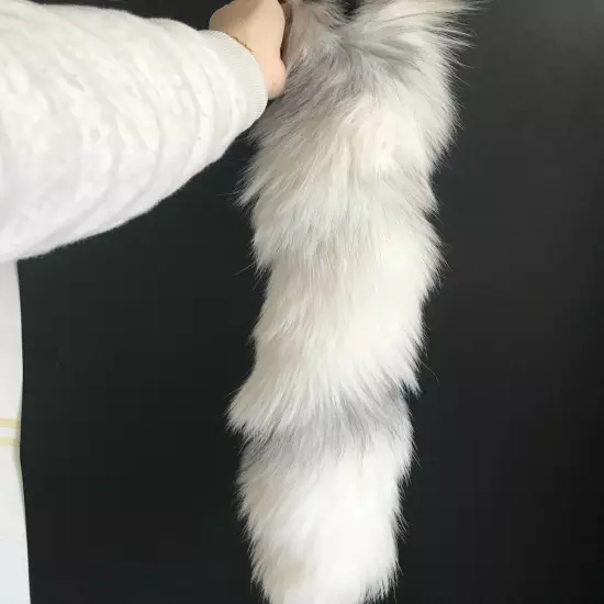 70cm Long Real Fox Fur Tail Funny Toy Adult Games Cosplay with Keychain Pendant