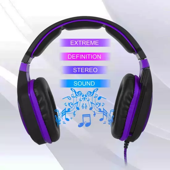 Computer over Ear Headphones Wired with Mic Stereo Gaming Headset Noise Isolatin