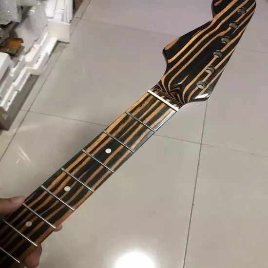 Best Gloss Reverse headstock 22 fret zebra wood electric guitar neck 25.5 inches