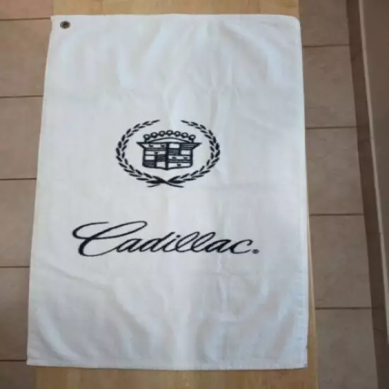 White Golf Towel with "Cadillac" Logo 28" x 16" FREE Shipping