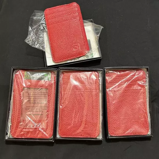 Lot Of 4 Unisex RFID Identity Stronghold Secure Wallet Red Leather