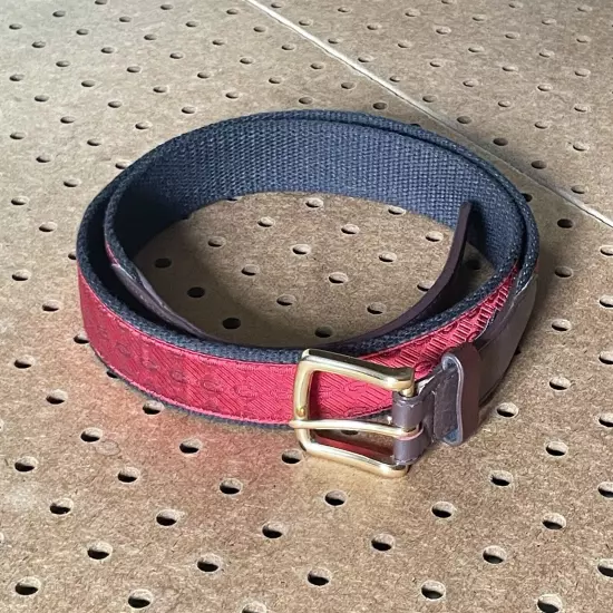 CS Belt Georgia Bulldogs Print Magill Needlepoint Silk Cotton Red Size L(36-38)