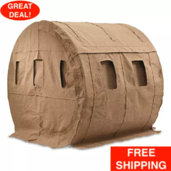 Ground Blind Bale Heavy Duty Steel Frame Water Resistant Burlap Shell Zippered