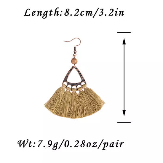 Fashion Women Bohemian Earrings Long Tassel Fringe Drop Dangle Ear Stud Jewelry