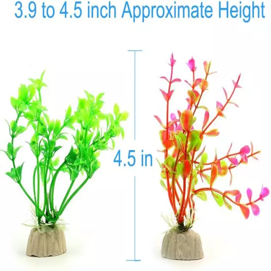 10 Pack Artificial Aquarium Plants, Small Size 4 to 4.5 Inch Approximate Height 