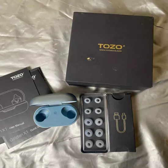 Tozo Golden X1 REPLACEMENT Charging case W/ all accessories SKY BLUE-NO EARBUDS