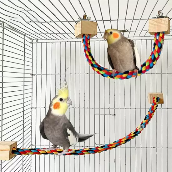 4PCS Parrot Color Cotton Rope Toys Elastic Parrot Climbing Toys Sturdy Bird5744