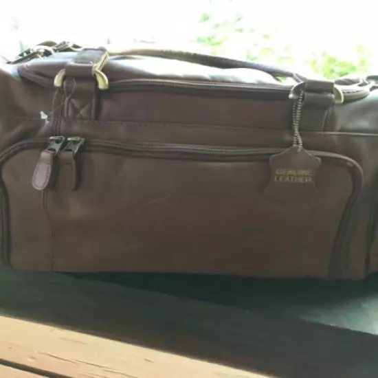 LEATHER DUFFLE BAG NFL ALUMNI GOLF OUTING HEINZ COGNAC COLOR