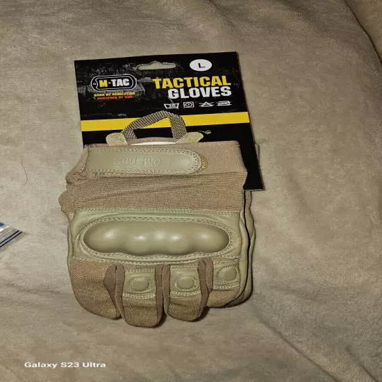 M-TAC Tactical Hard Knuckle Gloves Full Finger Large New Tan 