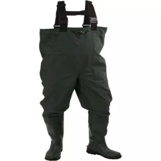 Frogg Toggs Men’s Cascades 2-ply poly/Rubber Cleated Bootfoot Chest Waders-Green