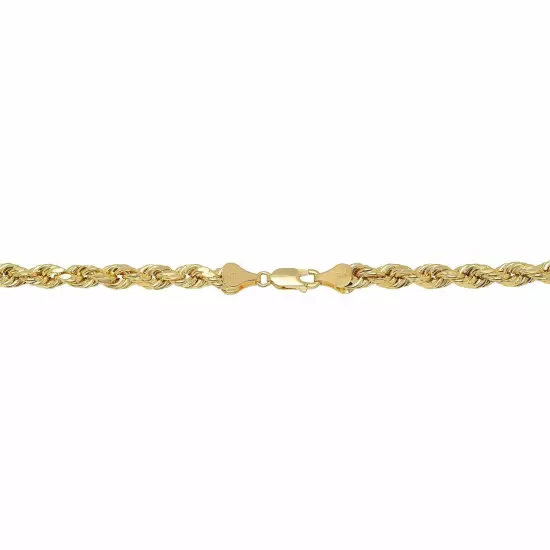 10k Yellow Gold Light 2mm-7mm D/Cut Rope Chain Necklace Size 16"-30" Hollow