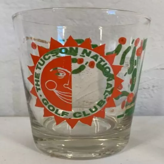 The Tucson National Golf Club Sun Logo Links Old Fashioned Glass Tumbler Cup MCM