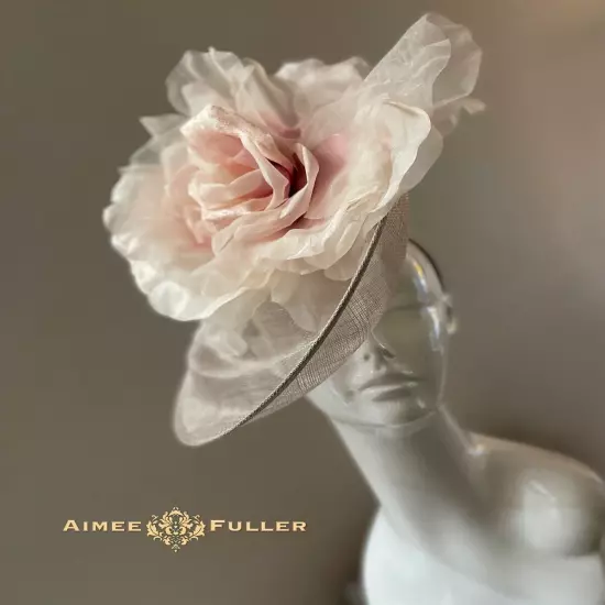 Champagne Yellow Rose Kentucky Derby Fascinator Bridal Flower Royal Ascot Hat