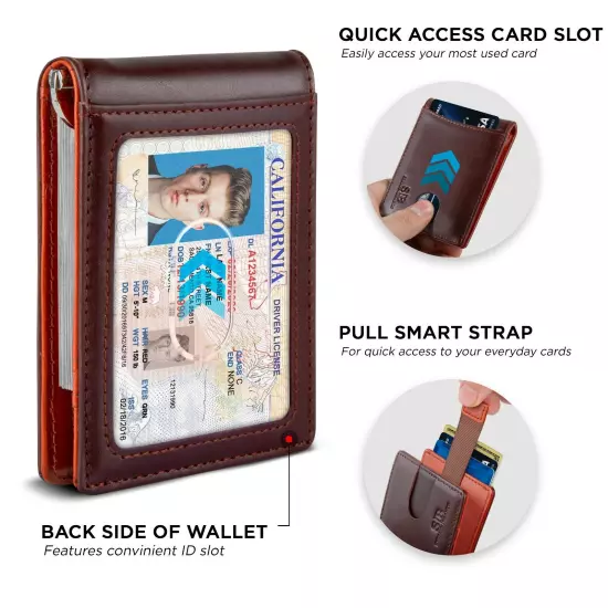 SERMAN BRANDS- Genuine Leather RFID Blocking Slim Minimalist Front Pocket Wallet