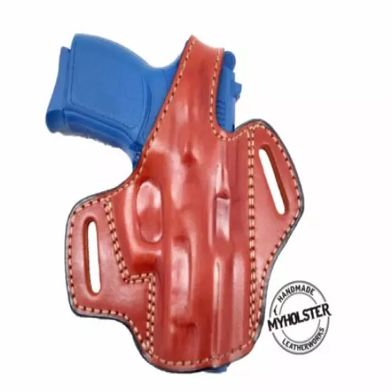 OWB Thumb Break Leather Belt Holster fits S&W M&P9 Shield M2.0 EZ