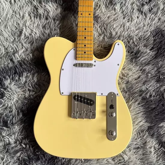 CreamNash yellow telecaster electric guitar with maple neck shipping quickly