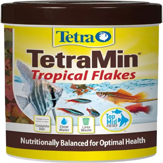 Tetra TetraMin Tropical Flakes 3.53 Ounces, Nutritionally Balanced Fish Food, Mo