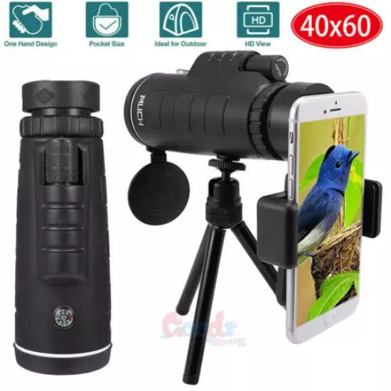 Day/Night 40X60 Zoom Portable Monocular Telescope BAK4 Prism w/Tripod + Clip