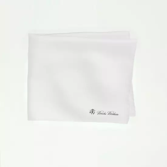 Brooks Brothers White Pocket Square/Handkerchief/Hanky Silk New MSRP $29.50