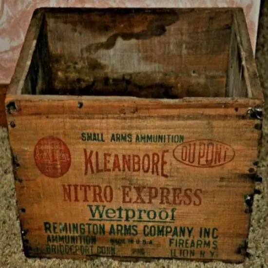 VINTAGE REMINGTON KLEANBORE 12GA. NITRO EXPRESS WOOD SHELL CRATE