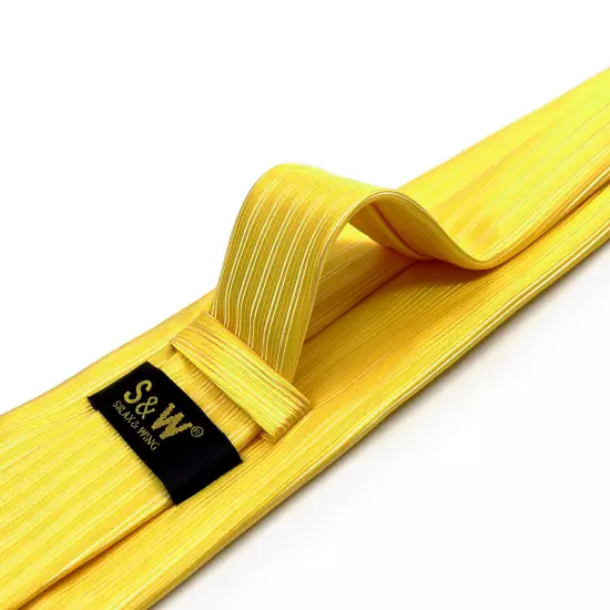 S&W SHLAX&WING Neckties for Men Solid Color Yellow Golden Tie